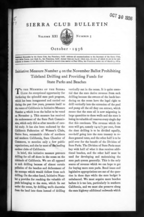 Sierra Club Bulletin 1936 Vol 21 No 5 October cover
